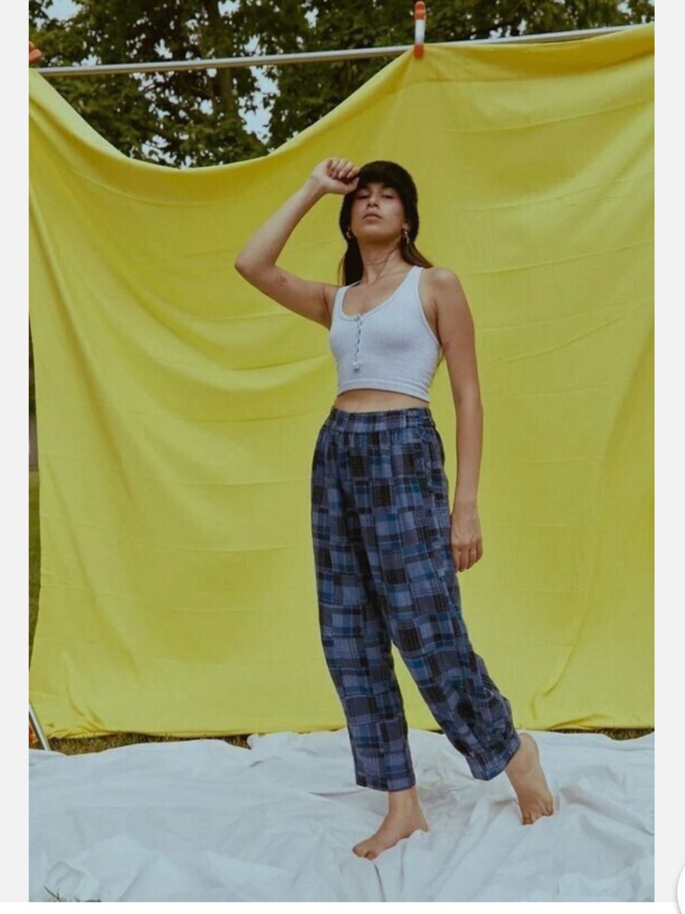 Urban Outfitters Blue Plaid Pull-On Balloon Joggers - Picture 2 of 8